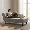Ver imagem 1 de Recamier Decorativo Divã Amsterdã 187cm Lado Direito Linho Cinza