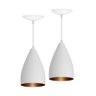 Kit 2 Luminária Pendentes Conicos Estilo Vegas Iluminia Luminaria Pendentes De Teto Branco Com Textu - 10