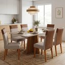 Ver imagem 2 de Conjunto Sala de Jantar Mesa 1,60m com Vidro Anjos 6 Cadeiras Montreal Viero