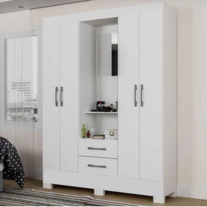 Guarda Roupa Valenca 4 Portas 2 Gavetas e Penteadeira com Espelho Branco/ Rosa