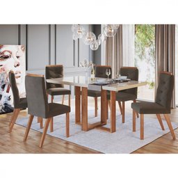 Conjunto De Mesa Tampo De Vidro 06 Cadeiras - 1