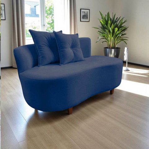 Namoradeira Sofá Feijão Suria Orgânica Suede Azul Marinho