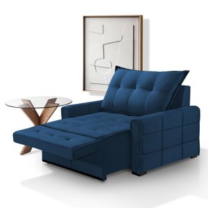 POLTRONA DO PAPAI RETRÁTIL E RECLINAVEL  DUBAI 1M VELUDO AZUL - FORTBELLO ESTOFADOS
