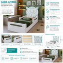 Ver imagem 4 de Cama Infantil Gatinho Montessori Branca com Proteção Lateral e Design Lúdico MDF:Menta