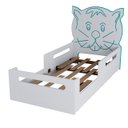 Ver imagem 2 de Cama Infantil Gatinho Montessori Branca com Proteção Lateral e Design Lúdico MDF:Menta