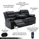Ver imagem 4 de Conjunto Poltronas Sala de Cinema 2 e 3 Lugares Oscar com Massagem/Aquecimento PU Preto G31 - Laura 