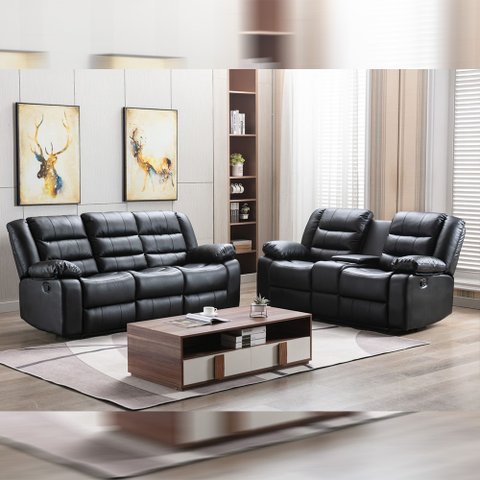 Conjunto Poltronas Sala de Cinema 2 e 3 Lugares Oscar com Massagem/Aquecimento PU Preto G31 - Laura 
