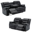Ver imagem 2 de Conjunto Poltronas Sala de Cinema 2 e 3 Lugares Oscar com Massagem/Aquecimento PU Preto G31 - Laura