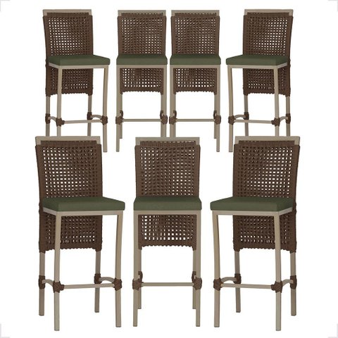7 Banqueta em Alumínio Roma Fendi Corda Náutica Tecido 13