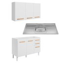 Ver imagem 2 de Conjunto de Cozinha Intenza 120cm com Armário Aéreo e Balcão com Pia Branco Freijó Nicioli Ghelplus