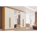 Ver imagem 1 de Guarda Roupa Casal 6 Portas (2 C/ Espelho) e 6 Gavetas Valencia Peroba/off White - Europa