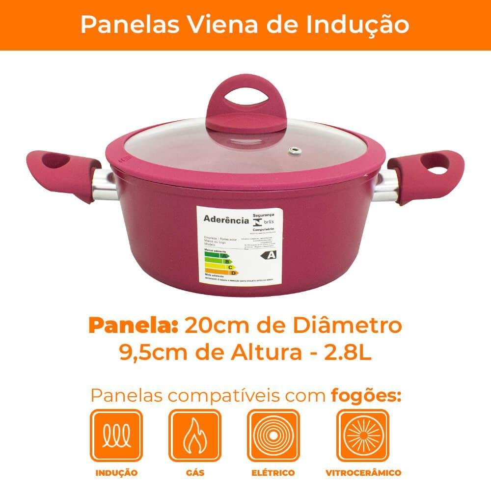 Panela Caçarola Antiaderente Cerâmica de Indução Viena Rosa Plus 20cm - Casambiente - 6