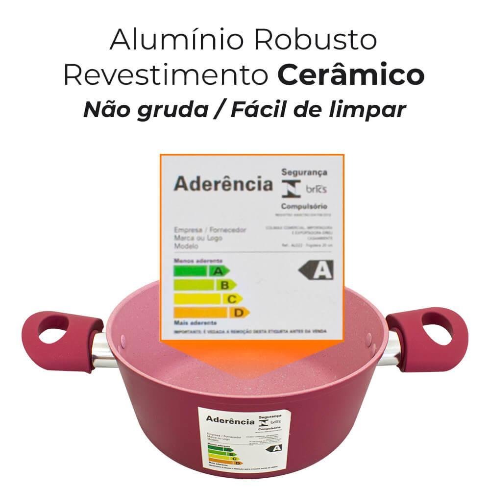 Panela Caçarola Antiaderente Cerâmica de Indução Viena Rosa Plus 20cm - Casambiente - 5