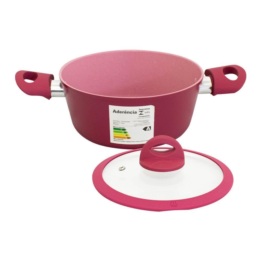 Panela Caçarola Antiaderente Cerâmica de Indução Viena Rosa Plus 20cm - Casambiente - 1