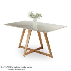 Mesa de Jantar Liana com Vidro Mmj-as As-natural/ Off White Laca 1,20m