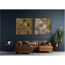 Ver imagem 2 de kit com 2 Quadros Decorativos Abstratos com Moldura e Vidro para Sala Quarto Escritórios e Clínicas