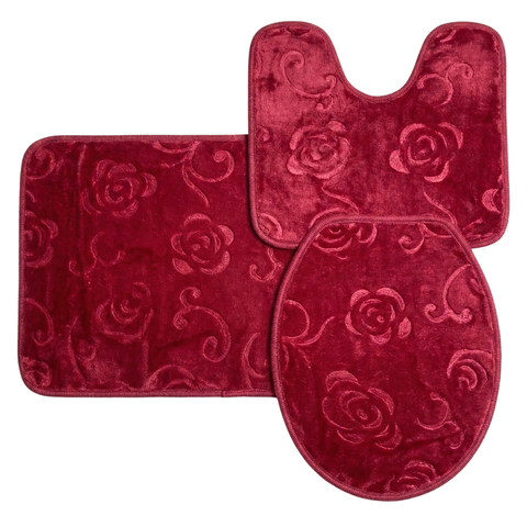 Jogo de Banheiro Jardim 3 Peças Vermelho