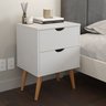 Conjunto Com 2 Mesas de cabeceira criado Madri pés palito 2 gaveta Pix - Branco - Pro Decor - 3