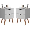 Ver imagem 1 de Conjunto Com 2 Mesas de cabeceira criado Madri pés palito 2 gaveta Pix - Branco - Pro Decor