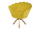 Ver imagem 2 de Kit 2 Poltronas Decorativa Pétala Base Giratória Madeira Couro Amarelo Ms Decor