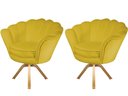 Ver imagem 1 de Kit 2 Poltronas Decorativa Pétala Base Giratória Madeira Couro Amarelo Ms Decor