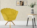 Ver imagem 4 de Kit 2 Poltronas Decorativa Pétala Base Giratória Madeira Couro Amarelo Ms Decor