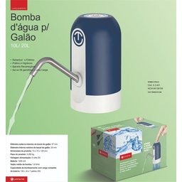 Bebedouro Bomba Elétrica Garrafão Galão Água 10 /20l Unitermi Azul - 2