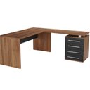 Ver imagem 2 de Conjunto de Mesa e Gaveteiro com Gavetas para Escritório Direito 4 Gavetas 137cm Marrom e Preto