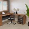 Conjunto de Mesa e Gaveteiro com Gavetas para Escritório Direito - 1