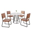 Ver imagem 2 de Conjunto Sala de Jantar Mesa Redonda 100cm Base Omega Tampo MDF Laca com Vidro Napoli Preto/Marrom