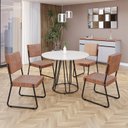 Ver imagem 1 de Conjunto Sala de Jantar Mesa Redonda 100cm Base Omega Tampo MDF Laca com Vidro Napoli Preto/Marrom