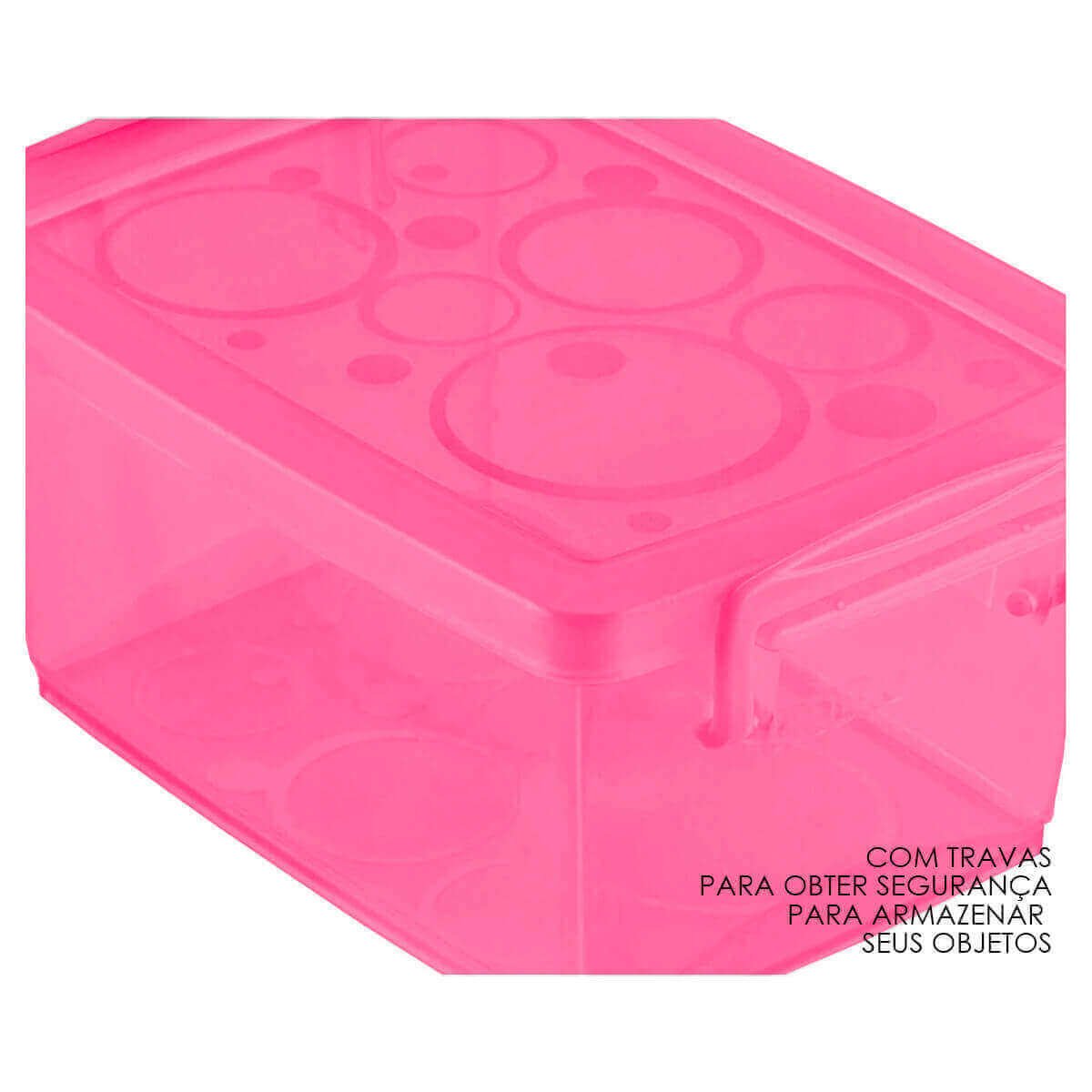 Kit 2 Caixa Organizadora Com Trava 15 Litros Pink Ordene - 2