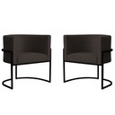 Ver imagem 1 de Kit 2 Poltronas Decorativa Sala de Estar Luana Base Preta Veludo Marrom - Montanaris Decor Md Montan