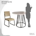 Ver imagem 5 de Conjunto Sala de Jantar Mesa Redonda 100cm Base Omega Tampo MDF Laca com Vidro Napoli Preto/Creme