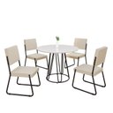 Ver imagem 2 de Conjunto Sala de Jantar Mesa Redonda 100cm Base Omega Tampo MDF Laca com Vidro Napoli Preto/Creme