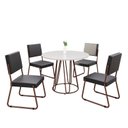 Ver imagem 2 de Conjunto Sala de Jantar Mesa Redonda 100cm Base Omega Tampo MDF Laca com Vidro Napoli Marrom/Preto