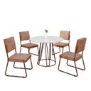 Ver imagem 2 de Conjunto Sala de Jantar Mesa Redonda 100cm Base Omega Tampo MDF Laca com Vidro Napoli Marrom