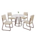 Ver imagem 2 de Conjunto Sala de Jantar Mesa Redonda 100cm Base Omega Tampo MDF Laca com Vidro Napoli Marrom/Creme