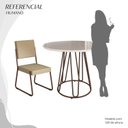 Ver imagem 5 de Conjunto Sala de Jantar Mesa Redonda 100cm Base Omega Tampo MDF Laca com Vidro Napoli Marrom/Creme