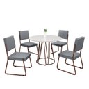 Ver imagem 2 de Conjunto Sala de Jantar Mesa Redonda 100cm Base Omega Tampo MDF Laca com Vidro Napoli Marrom/Grafite