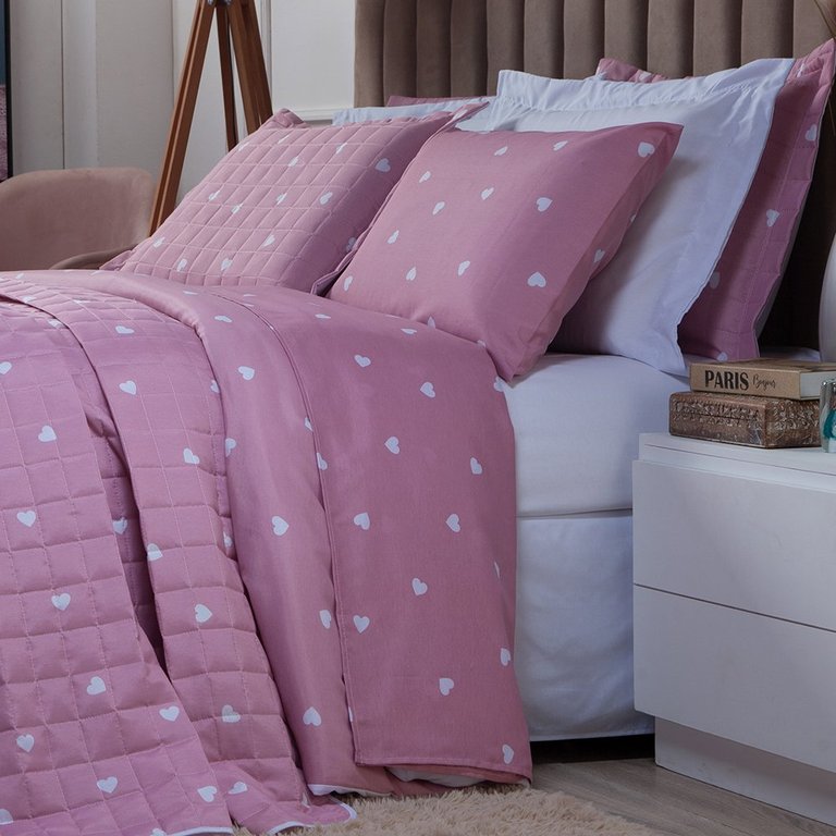Capa Edredom King Algodão 150 Fios Duvet Essencialle:Corações