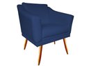 Ver imagem 1 de Poltrona Decorativa Agatha Suede Azul Marinho Pés Madeira Ms Decor