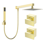 Kit Ducha Slim Gás Solar Desviador 20x20 Dourado + Acabamento para Registro Padrão Deca Metal - 1