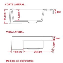 Cuba Pia Semi Encaixe para Banheiro Retangular 54cm XRT C08 Preto - Mpozenato - 4