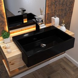 Cuba Pia Semi Encaixe para Banheiro Retangular 54cm XRT C08 Preto - Mpozenato - 2