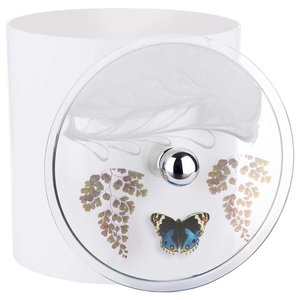 Lixeira Decorada Branca com Borboleta Azul