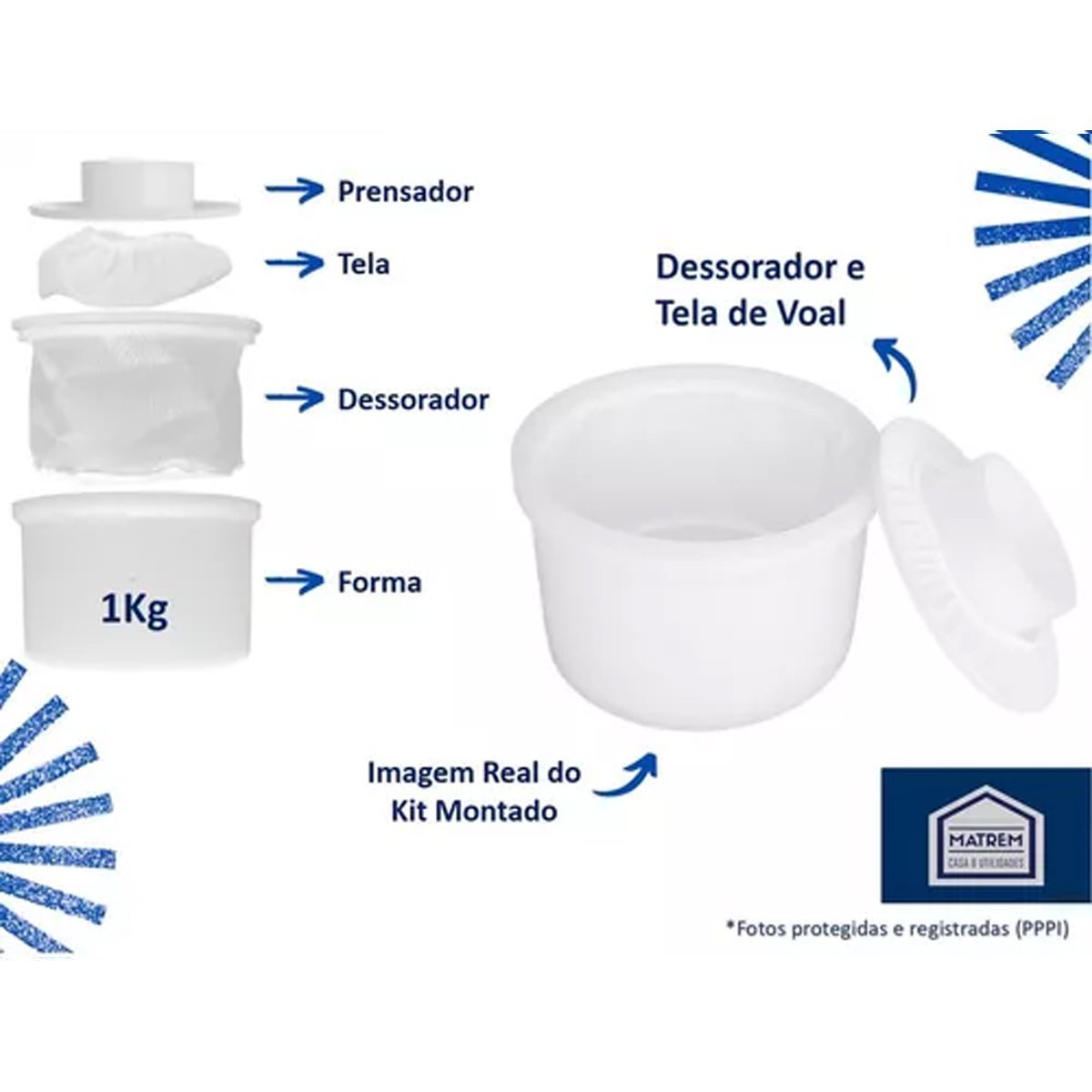 Conjunto Completo Queijo Caseiro Forma Completa 1kg Injesul OkayShop - 3