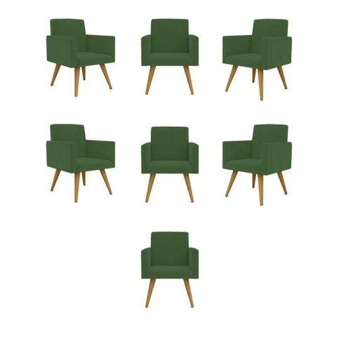 Kit 07 Cadeiras Poltronas Decorativa - Escritório - Recepção Cor:verde