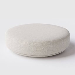 Puff Decorativo Flat 120cm de Diâmetro em Linho Bege Claro - Home Mobily - 1