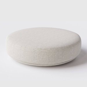 Puff Decorativo Flat 120cm de Diâmetro em Linho Bege Claro - Home Mobily